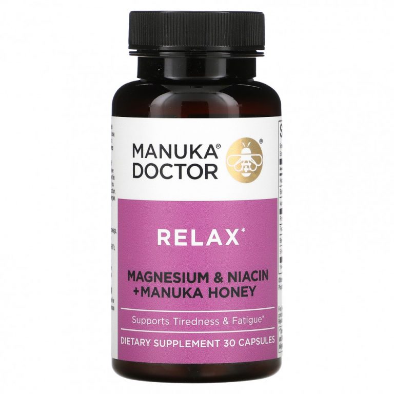 Manuka Doctor, Relax, магний, ниацин и мед манука, 30 капсул