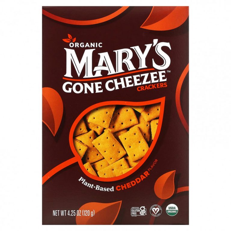 Mary’s Gone Crackers, Mary’s Gone Cheezee Plant-Based Crackers, Cheddar, 4.25 oz (120 g)