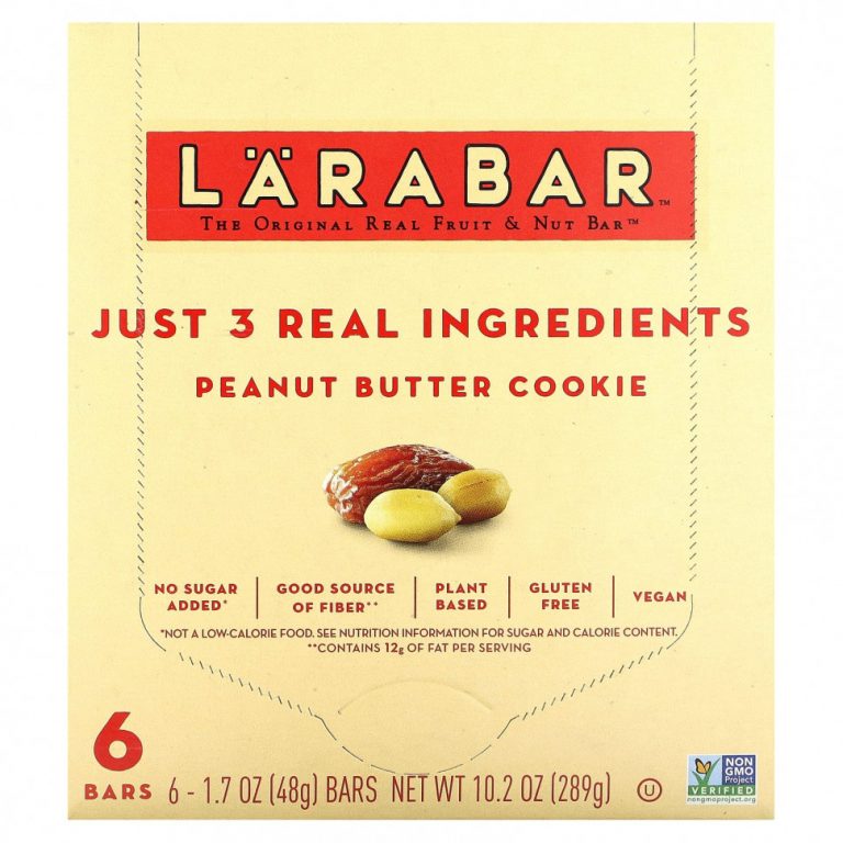 Larabar, The Original Real Fruit & Nut Bar, печенье с арахисовой пастой, 6 батончиков по 48 г (1,7 унции)