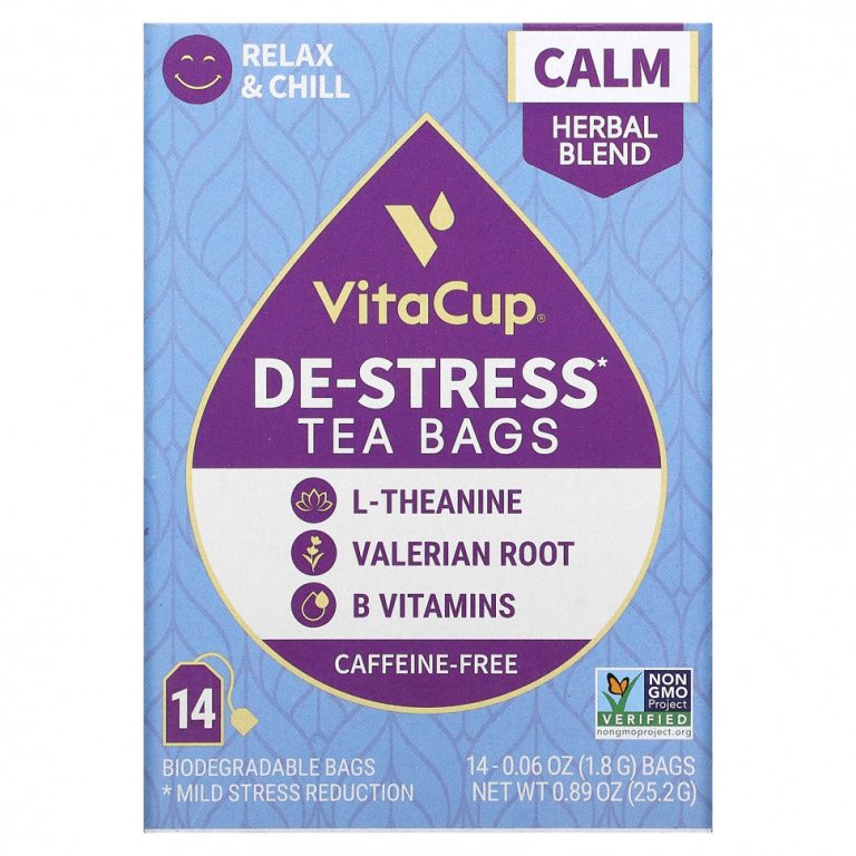 VitaCup, De-Stress Tea, без кофеина, 14 пакетиков по 1,8 г (0,06 унции)