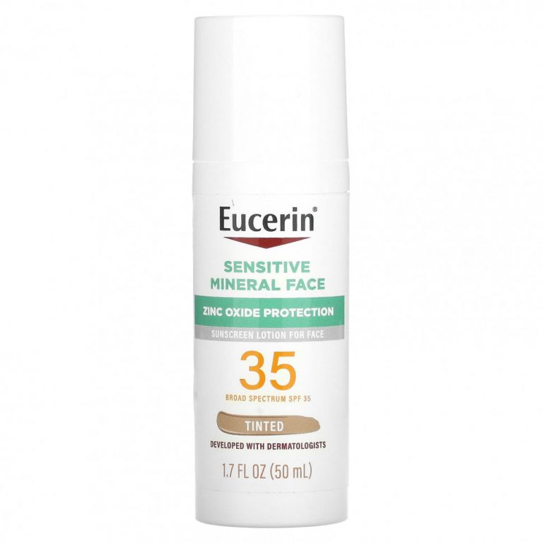 Eucerin, Минеральный солнцезащитный лосьон для чувствительной кожи, с SPF 35, тонирующий, 50 мл (1,7 жидк. Унции)