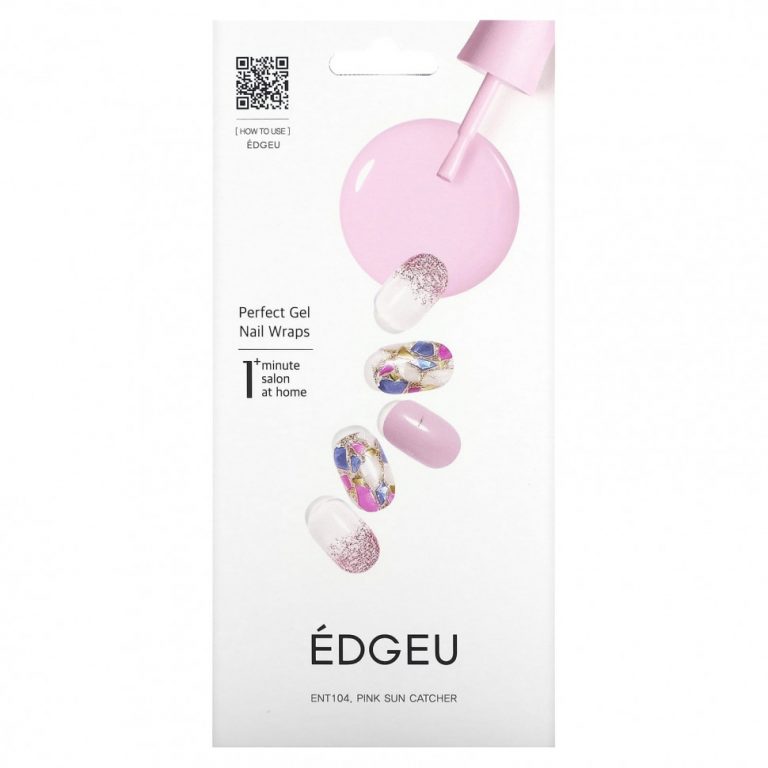 Edgeu, Perfect Gel Nail Wraps, ENT104, Pink Sun Catcher, набор из 16 полосок