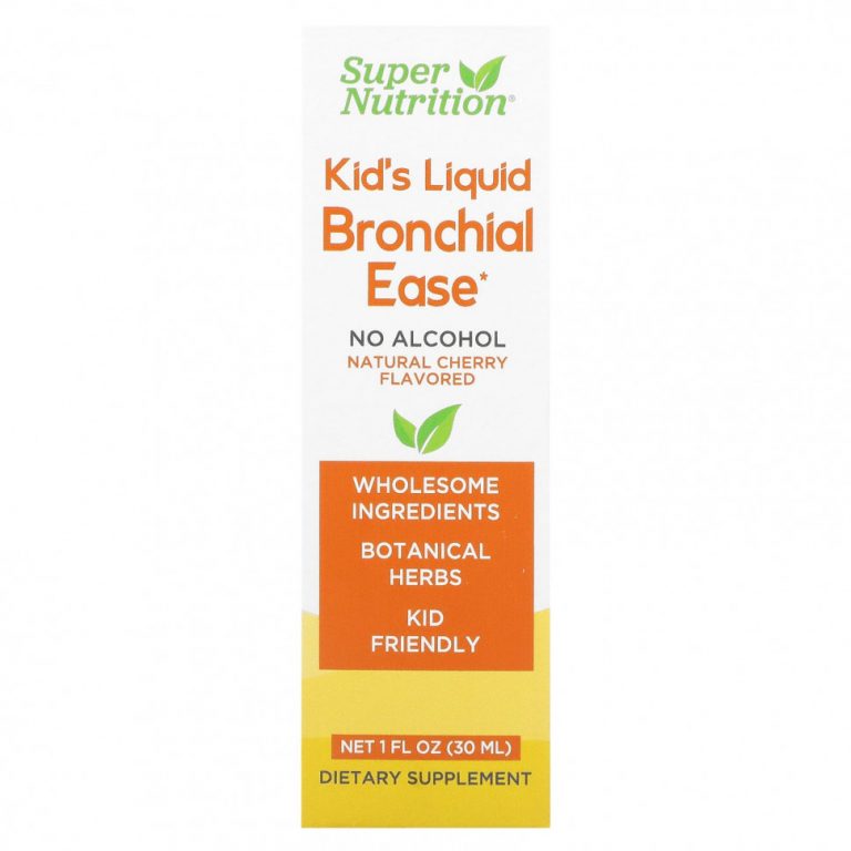 Super Nutrition, Kid’s Liquid Bronchial Ease, без спирта, вишня, 30 мл (1 жидк. унция)