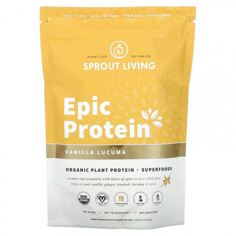 Sprout Living, Epic Protein, ваниль и лукума, 455 г (1 фунт)