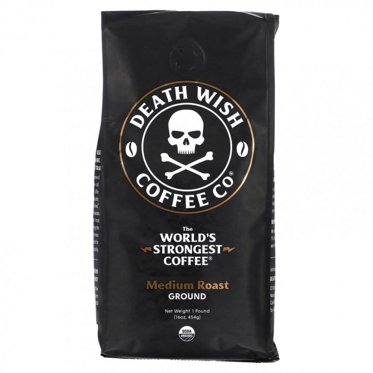 Death Wish Coffee, Самый крепкий в мире кофе, молотый, средней обжарки, 454 г (16 унций)