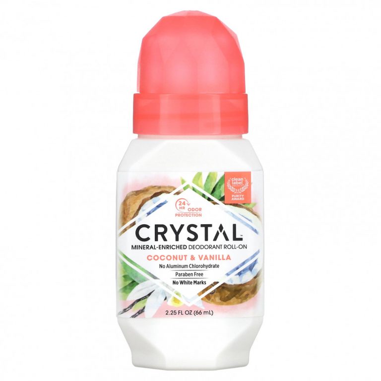 Crystal Body Deodorant, Шариковый дезодорант с минералами, с кокосом и ванилью, 66 мл (2,25 жидк. Унции)