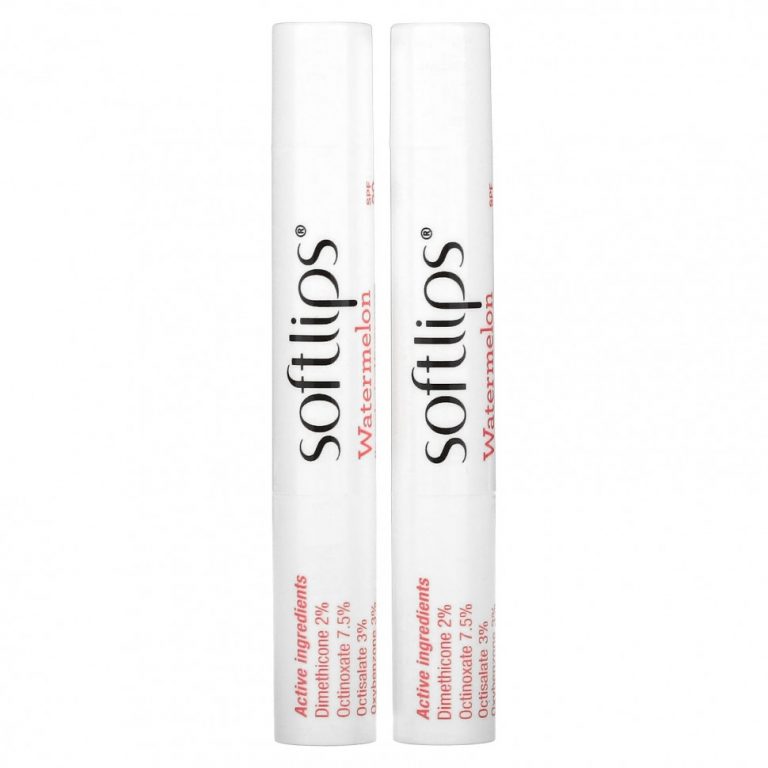 Softlips, Солнцезащитное средство для губ, SPF 20, арбуз, 2 пакетика по 2 г (0,07 унции)