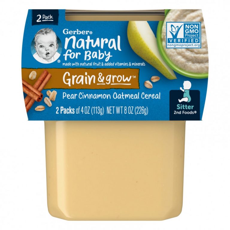 Gerber, Natural for Baby, Grain & Grow, 2nd Foods, овсяные хлопья с грушей, корицей, 2 пакетика по 113 г (4 унции)