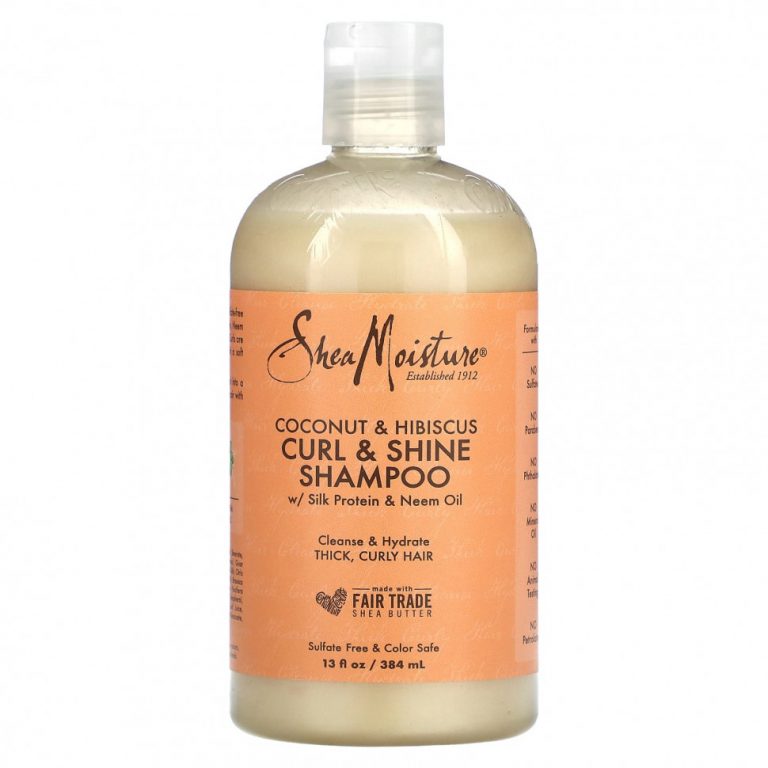 SheaMoisture, Curl & Shine, шампунь, кокос и гибискус, 384 мл (13 жидк. Унций)