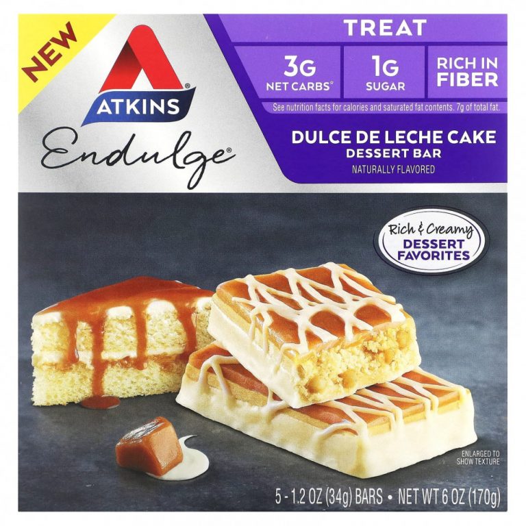 Atkins, Treat, Endulge, десертный батончик, торт Dulce De Leche, 5 батончиков по 34 г (1,2 унции)