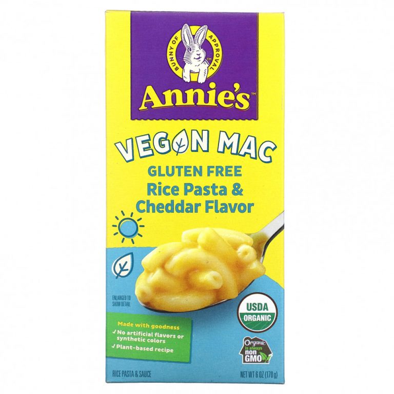 Annie’s Homegrown, Vegan Mac, рисовая паста и чеддер, без глютена, 170 г (6 унций)