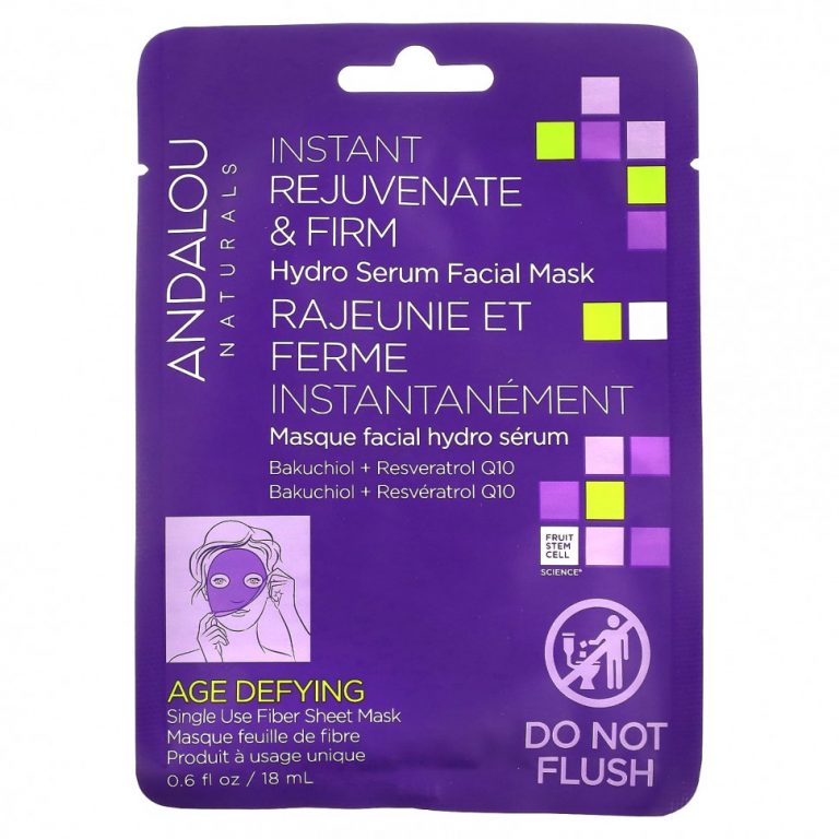 Andalou Naturals, Instant Rejuvenate & Firm, увлажняющая маска для лица с сывороткой, 1 листовая маска, 18 мл (0,6 жидк. Унции)