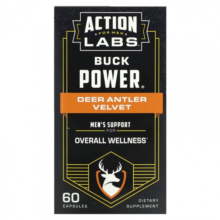 Action Labs, Для мужчин, Buck Power, бархат из оленьих рогов, 60 капсул