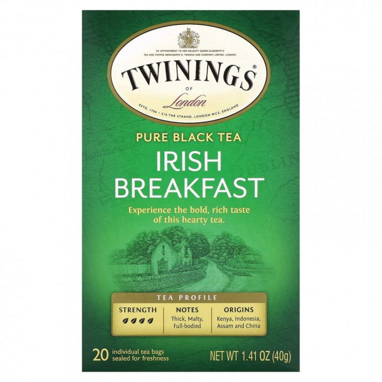 Twinings, Pure Black Tea, ирландский завтрак, 20 чайных пакетиков, 40 г (1,41 унции)