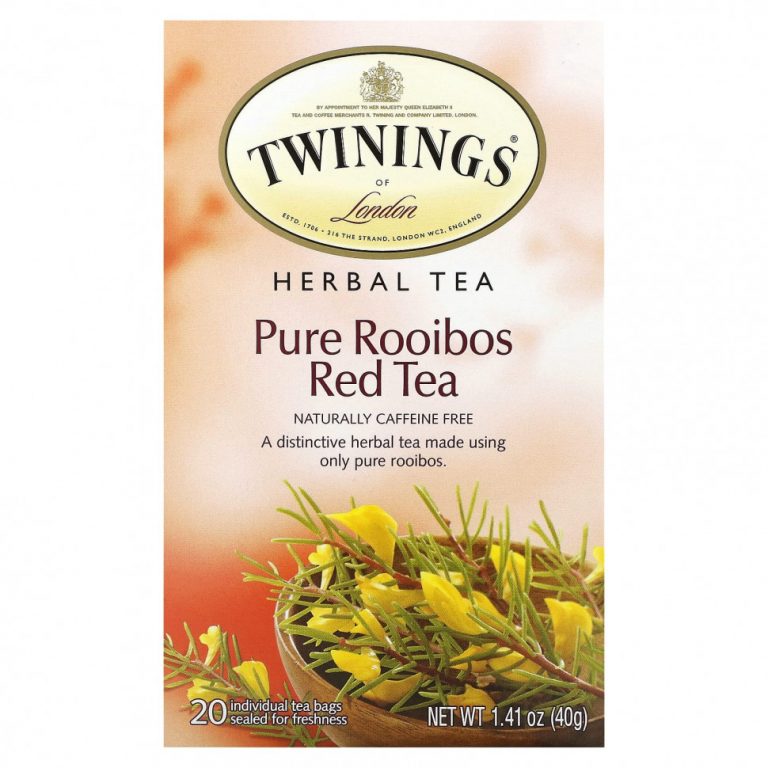 Twinings, Herbal Tea, чистый красный чай ройбуш, без кофеина, 20 чайных пакетиков, 40 г (1,41 унции)