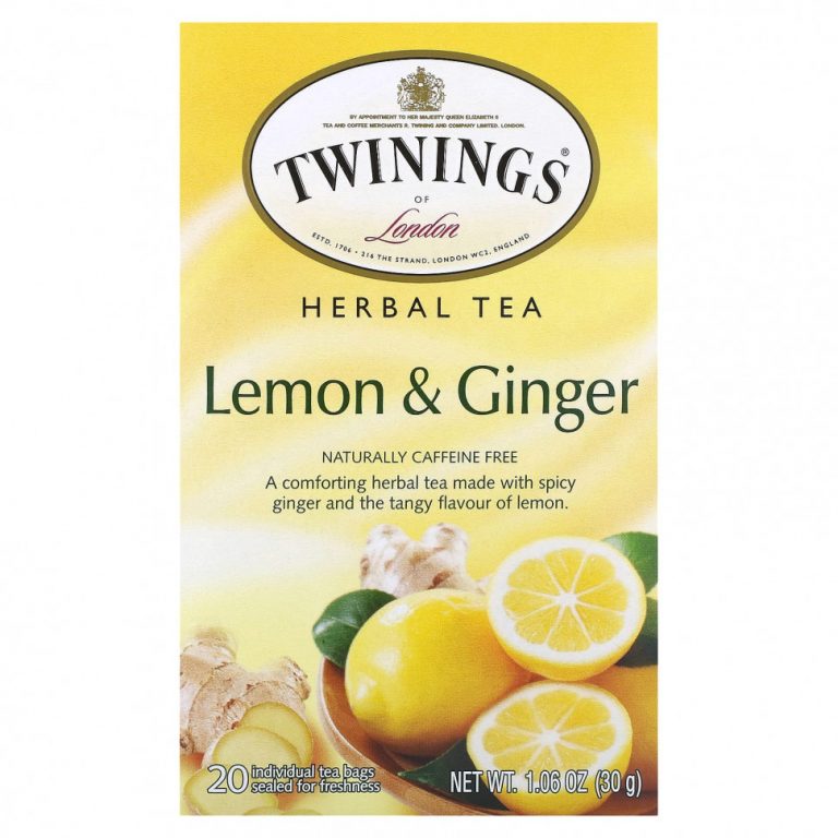 Twinings, Herbal Tea, Lemon & Ginger, Caffeine Free, 20 Tea Bags, 1.06 oz (30 g)