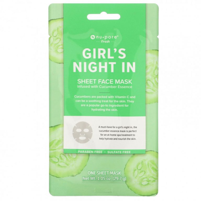 Nu-Pore, Girl’s Night In, тканевая маска для лица с огурцом, 1 шт., 29,7 г(1,05 унции)