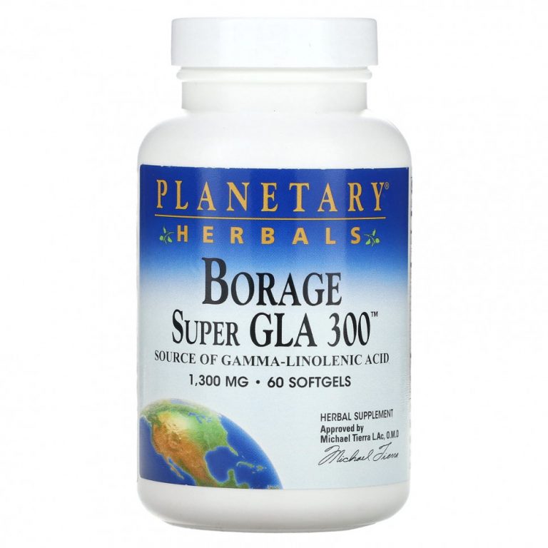 Planetary Herbals, Super GLA 300 из бурачника, 1300 мг, 60 мягких таблеток