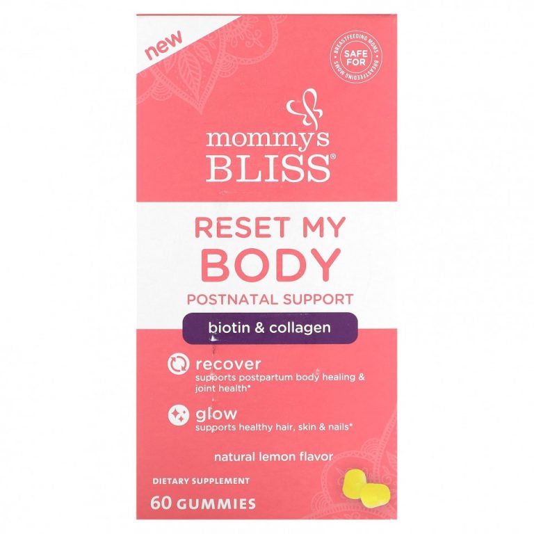 Mommy’s Bliss, Reset My Body, послеродовая поддержка, натуральный лимон, 60 жевательных таблеток