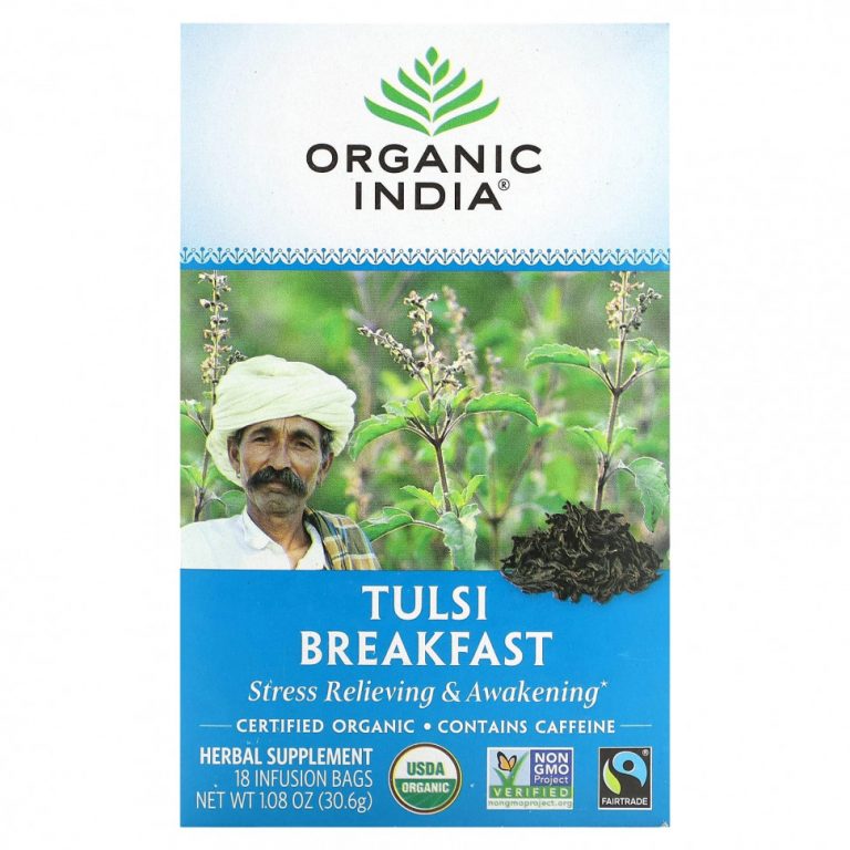 Organic India, Чай тулси, завтрак, 18 пакетиков для настоя, 30,6 г (1,08 унции)