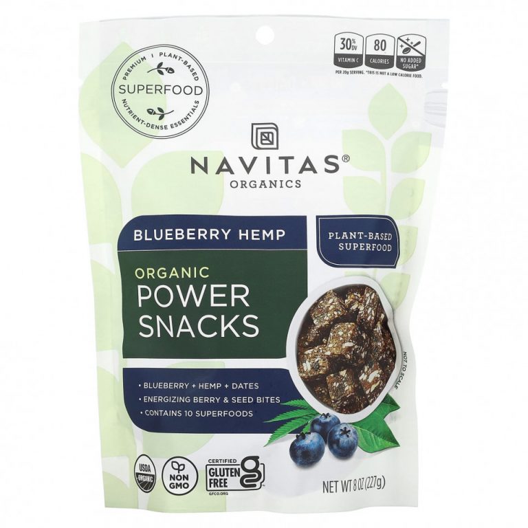 Navitas Organics, Organic Power Snacks, черника, конопля, 227 г (8 унций)