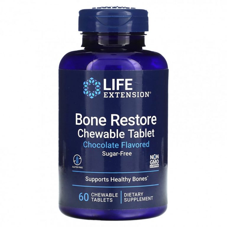 Life Extension, Bone Restore, без сахара, шоколад, 60 жевательных таблеток