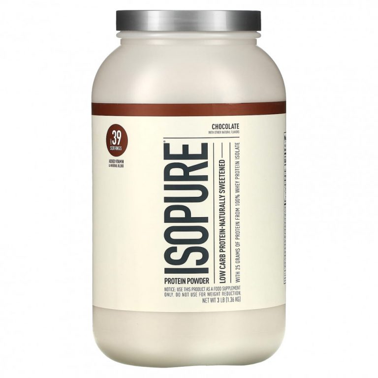 Isopure, Изолят сывороточного белка со вкусом натурального шоколада, 3 фунта (1361 г)