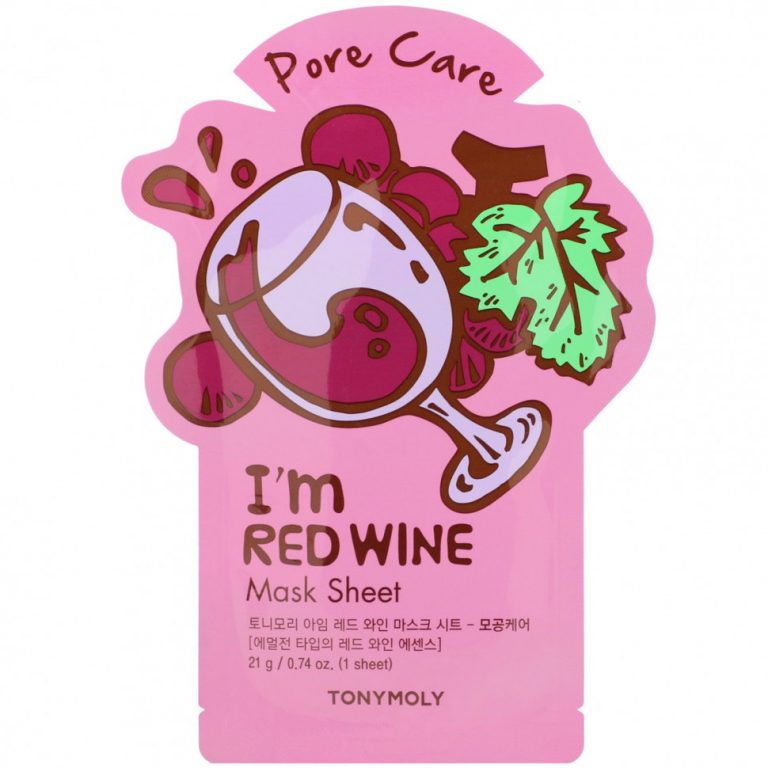 Tony Moly, I’m Red Wine, тканевая маска для ухода за порами, 1 шт., 21 г (0,74 унции)