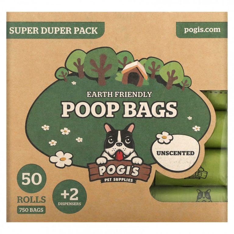 Pogi’s Pet Supplies, Earth Friendly Poop Bags, Super Duper Pack, Unscented, 50 Rolls, 750 Bags, 2 Dispensers