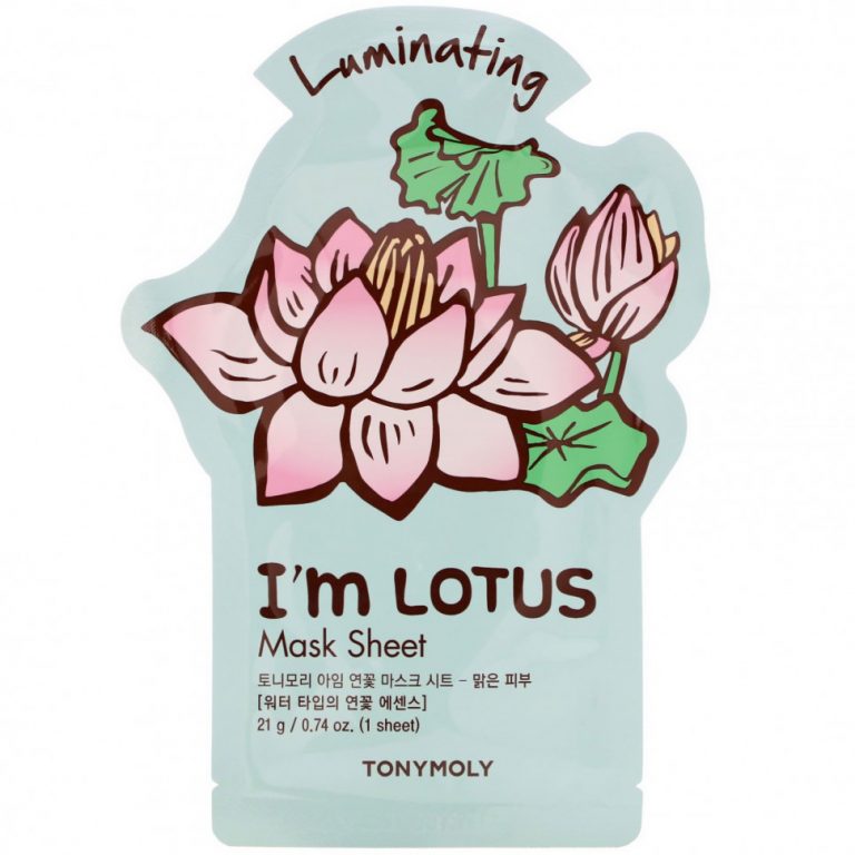 Tony Moly, I’m Lotus,тканевая маска для придания сияния, 1 шт., 21 г (0,74 унции)