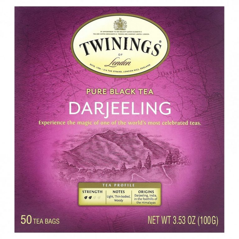 Twinings, Чистый черный чай, Дарджилинг, 50 чайных пакетиков, 100 г (3,53 унции)