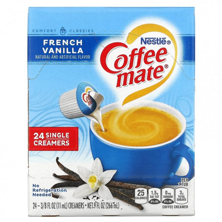 Coffee Mate, Жидкие сливки для кофе, французская ваниль, 24 сливки, 11 мл (3/8 жидк. Унции)