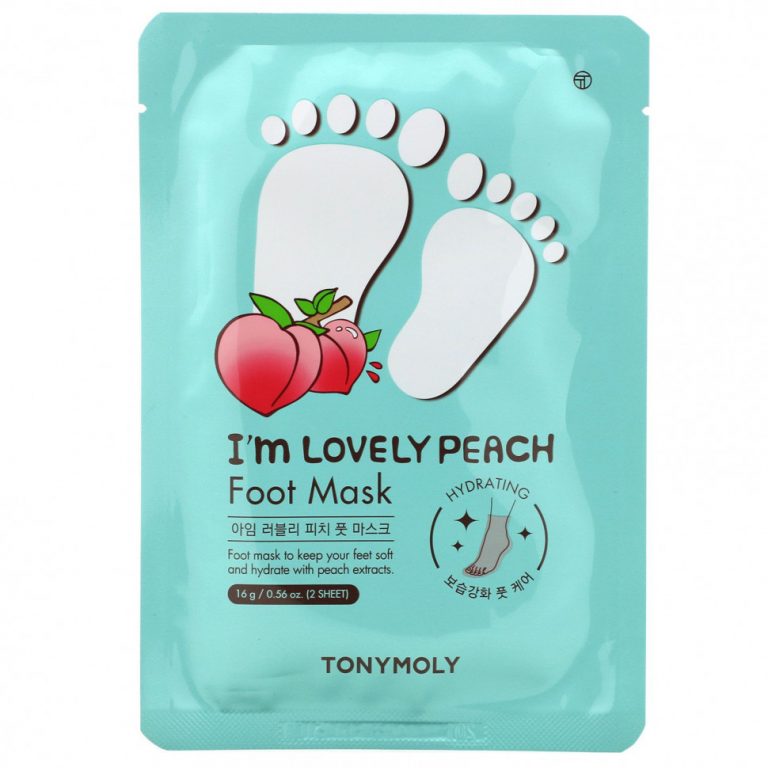 Tony Moly, I’m Lovely Peach, маска для ног, 2 шт., 16 г (0,56 унции)