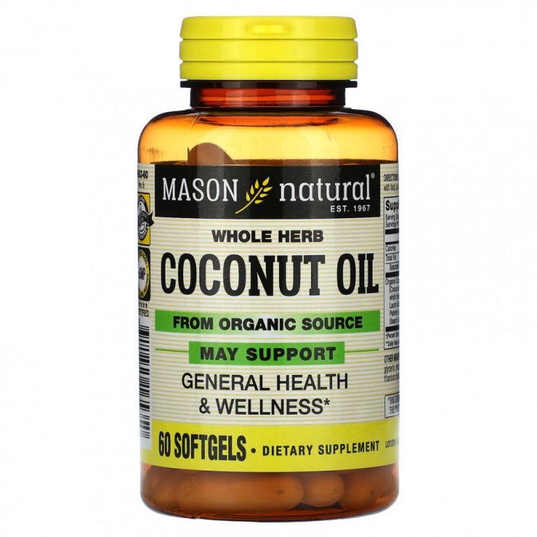 Mason Natural, Whole Herb Coconut Oil, 60 Softgels