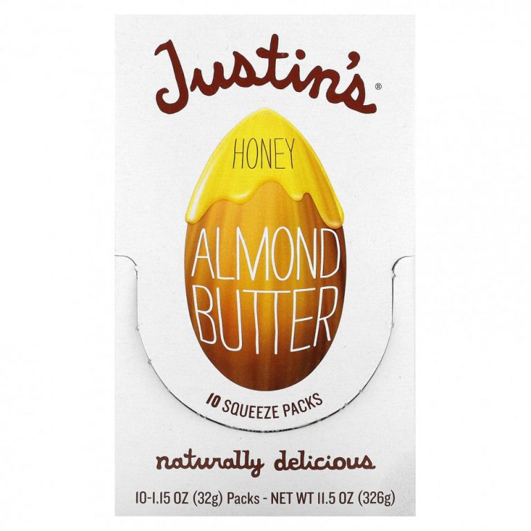 Justin’s Nut Butter, Миндальное масло с медом, 10 пакетиков, 1,15 унций (32 г) каждый