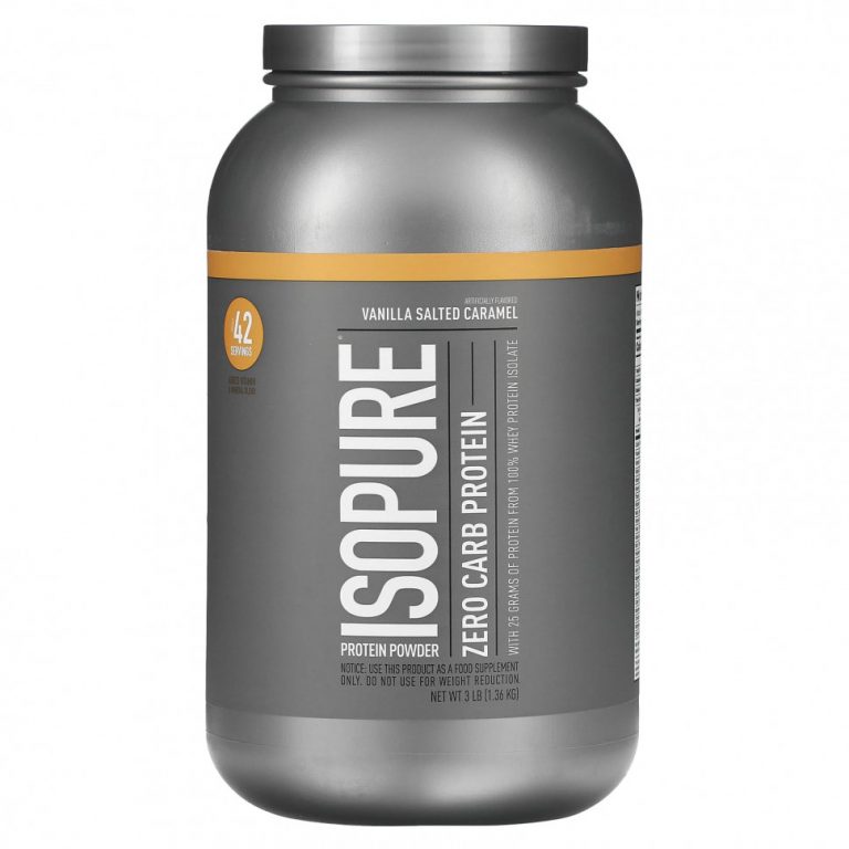 Isopure, IsoPure, протеиновый порошок, ноль углеводов, ваниль, соль, карамель, 3 ф. (1,36 кг)