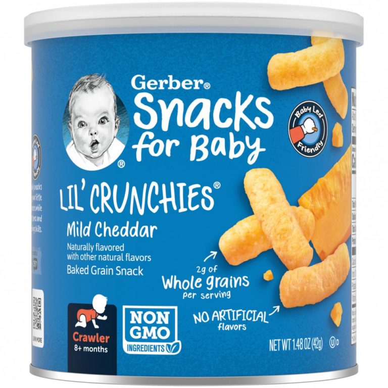 Gerber, Snacks for Baby, Lil ‘Crunchies, снек из запеченного зерна, от 8 месяцев, мягкий чеддер, 42 г (1,48 унции)