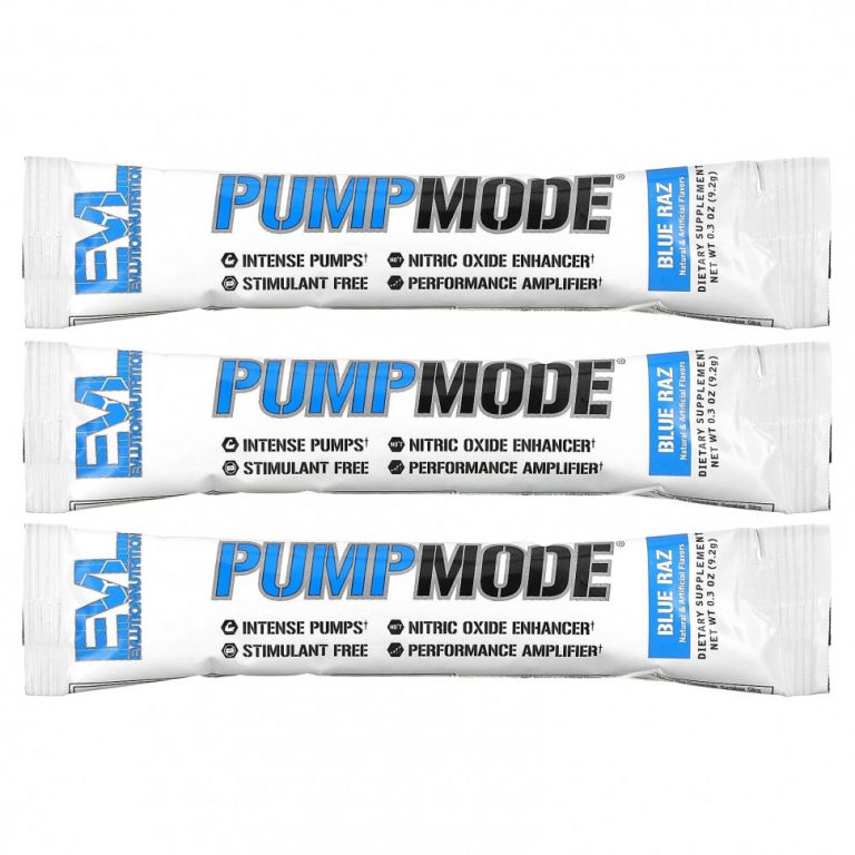 EVLution Nutrition, Pump Mode, Blue Raz, 3 палочки по 9,2 г (0,3 унции)