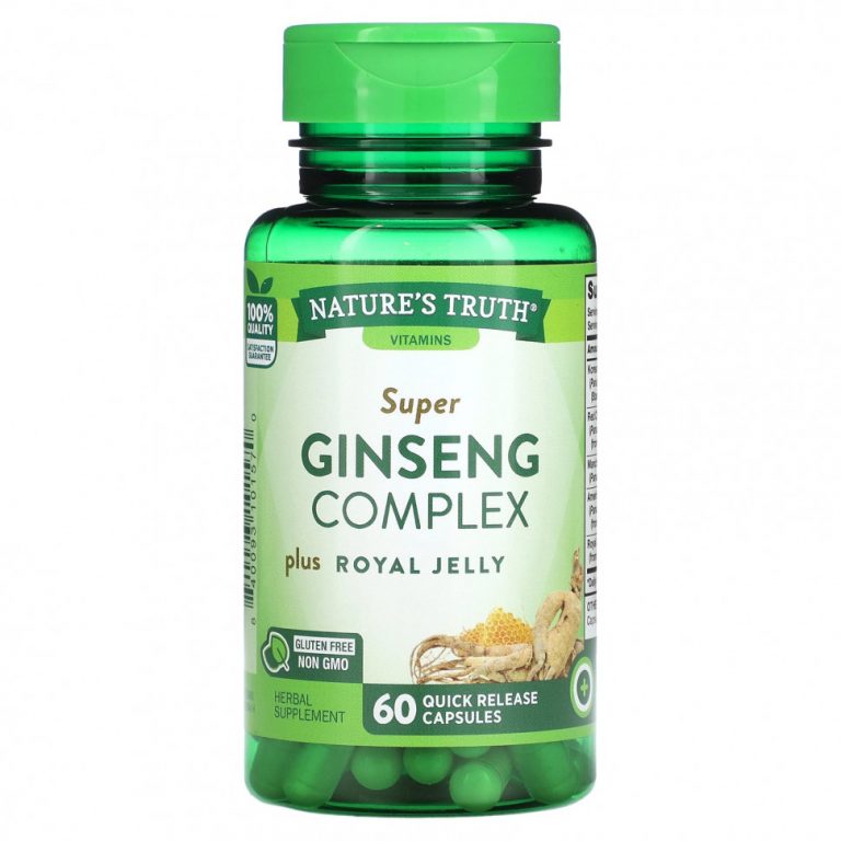 Nature’s Truth, Super Ginseng Complex Plus, маточное молочко, 60 капсул с быстрым высвобождением