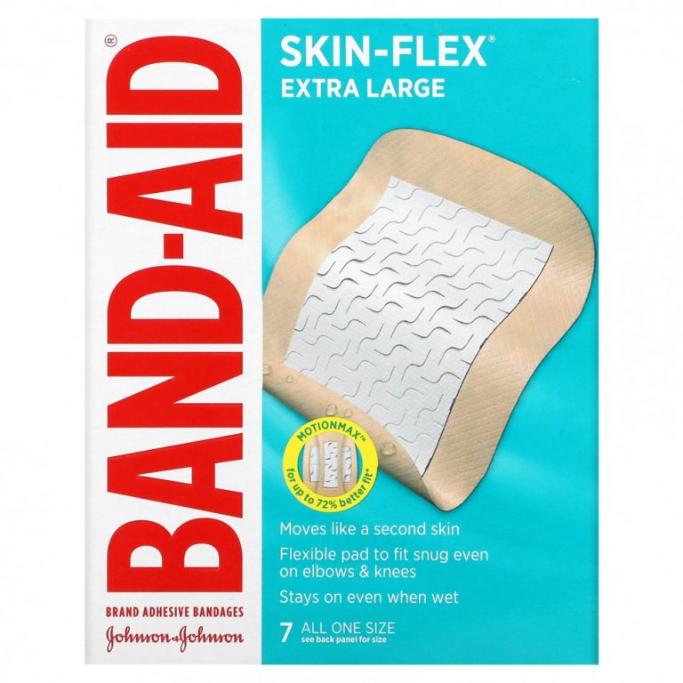 Band Aid, Лейкопластырные повязки, Skin-Flex, очень большие, 7 повязок