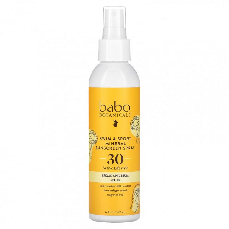 Babo Botanicals, Swim & Sport, солнцезащитный спрей с минералами, SPF 30, 177 мл (6 жидк. Унций)