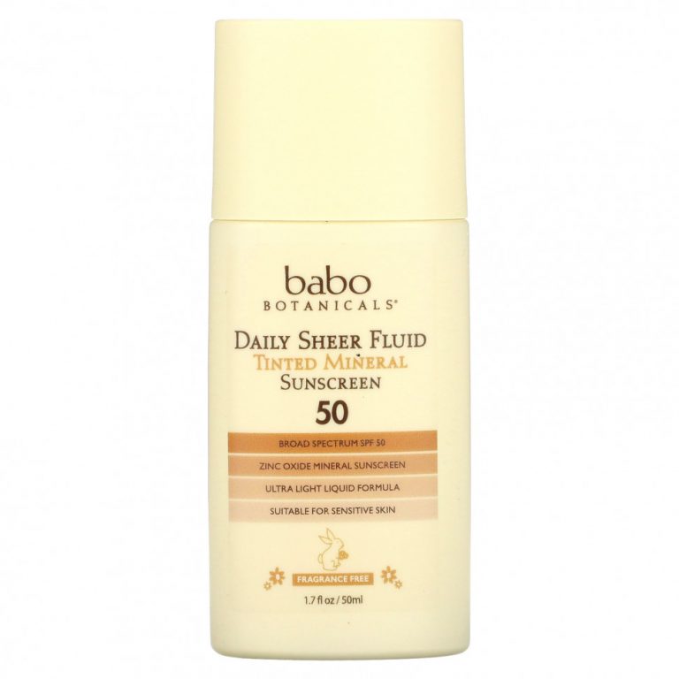 Babo Botanicals, Daily Sheer, флюид, тонирующее солнцезащитное средство с минералами 50, без отдушек, 50 мл (1,7 жидк. Унции)