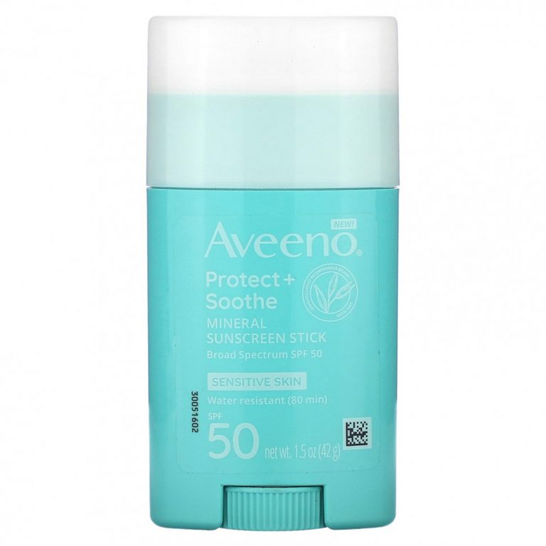 Aveeno, Минеральный солнцезащитный стик Protect + Soothe, SPF 50, без отдушек, 42 г (1,5 унции)