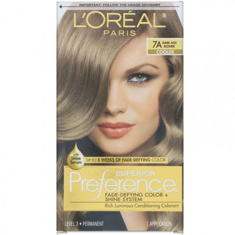 L’Oreal, Краска для волос Superior Preference с технологией против вымывания цвета и системой придания сияния, холодный, темный пепельный блонд 7A, на 1 применение