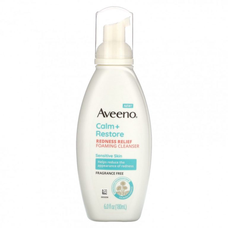 Aveeno, Calm + Restore, пенка для умывания против покраснений, для чувствительной кожи, без отдушек, 180 мл (6 жидк. унций)