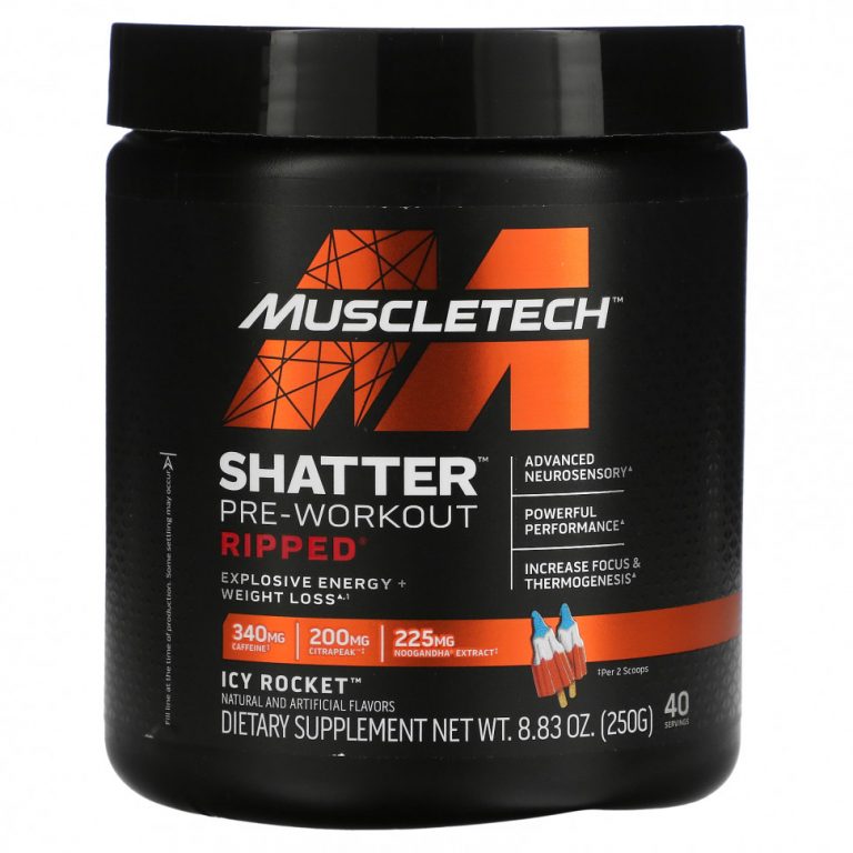 MuscleTech, Shatter Pre-Workout Ripped, Icy Rocket, 250 г (8,83 унции)