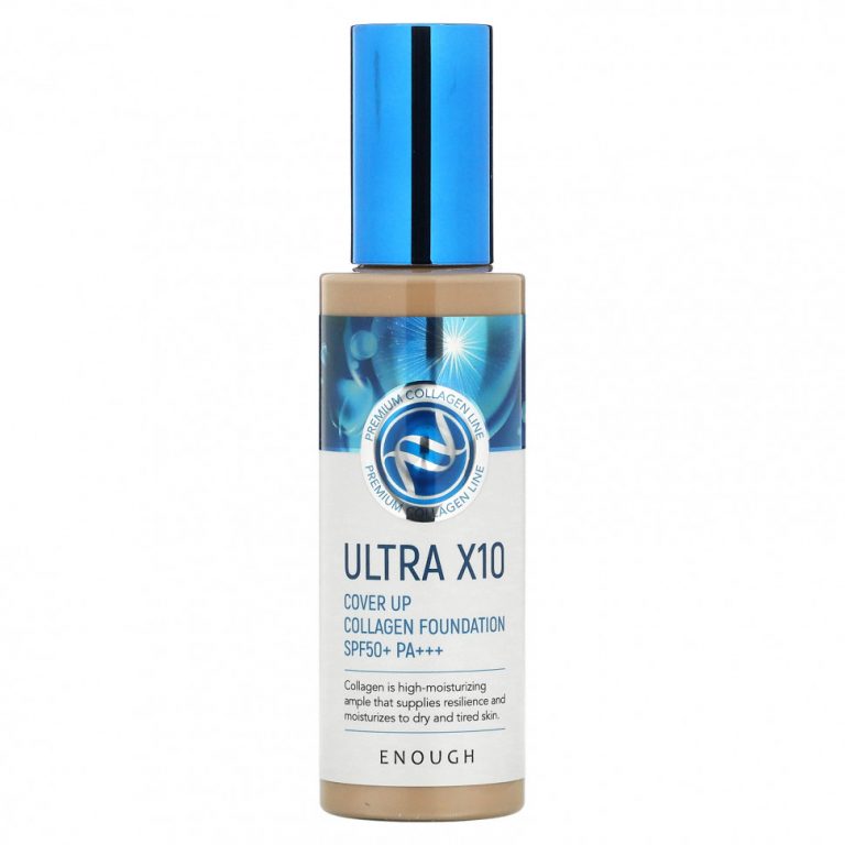 Enough, Ultra 10X Cover Up Collagen Foundation, SPF 50+ PA +++, # 21, 100 г (3,53 унции)