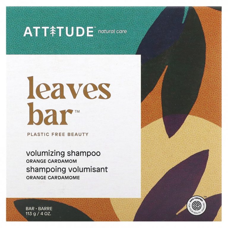 ATTITUDE, Leaves Bar, шампунь для увеличения объема, апельсиновый кардамон, 113 г (4 унции)