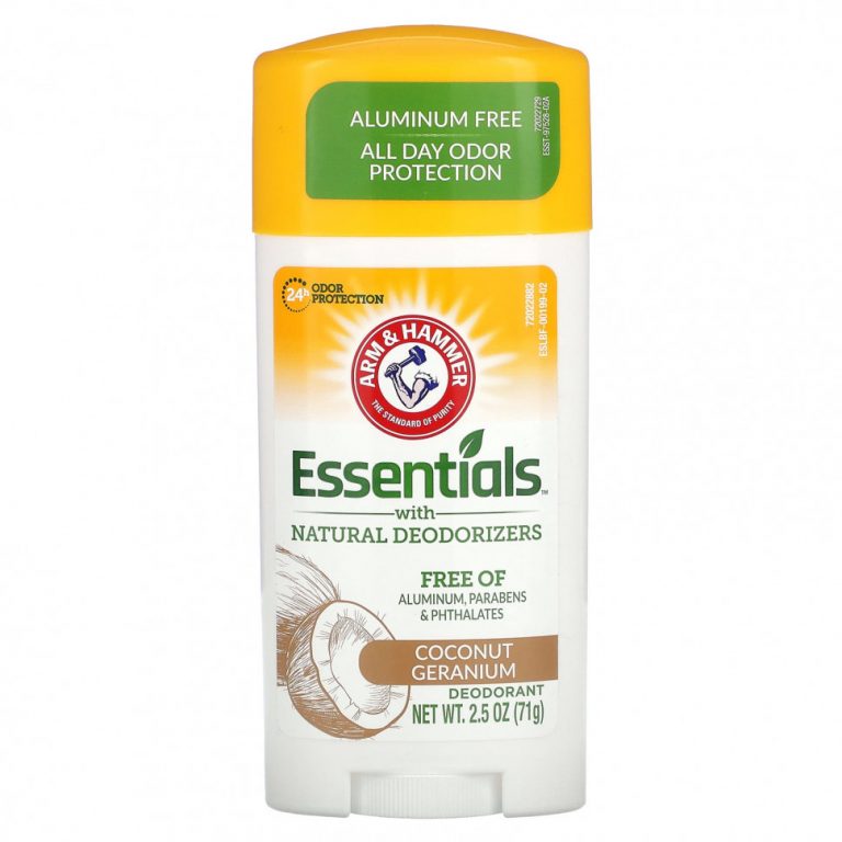 Arm & Hammer, Essentials с натуральными дезодорантами, дезодорант, кокос и герань, 71 г (2,5 унции)