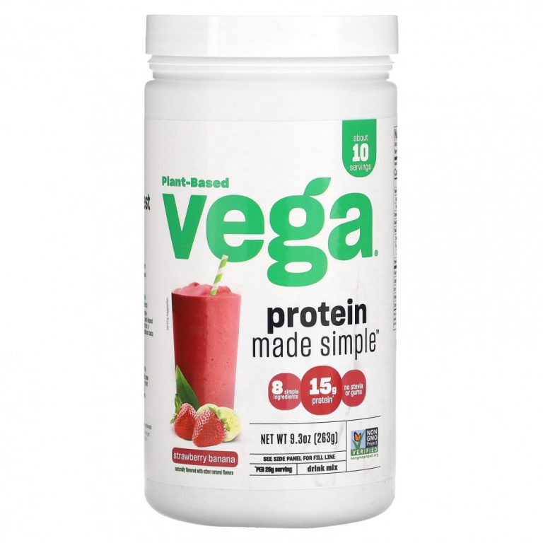 Vega, Plant-Based Protein Made Simple, клубника и банан, 263 г (9,3 унции)